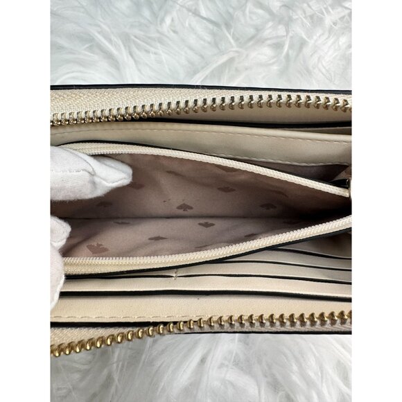 Kate Spade New York Pebbled Leather Zip-Around Wallet Beige EUC - Picture 6 of 8
